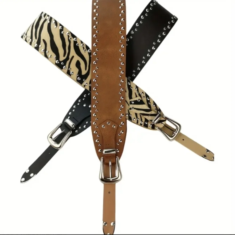 Brown Belt M L Brown Rodeo Belt Studded Silver Buckle Western Women Retro Belts